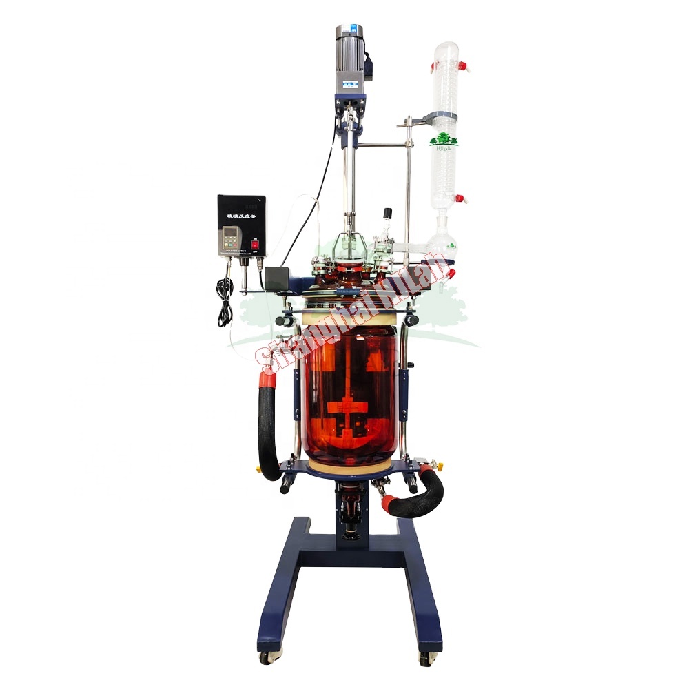 20L 30L Brown Jacketed Glass Reactor With Rotation And Lifting And Heating Cooling Circulator And Vacuum