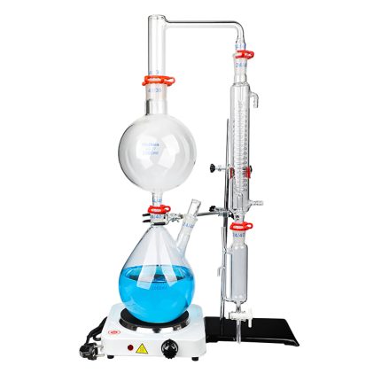 New 2000ml Lab Essential Oil Steam Distillation Apparatus Glassware Kits Water Distiller Purifier W Hot Stove