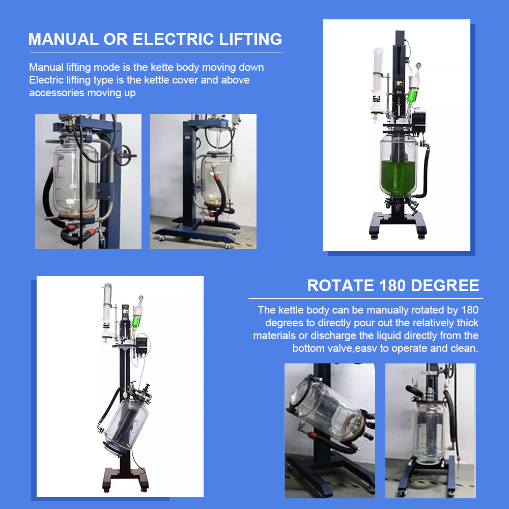 Triple Jacketed Electric Lifting Glass Reactor