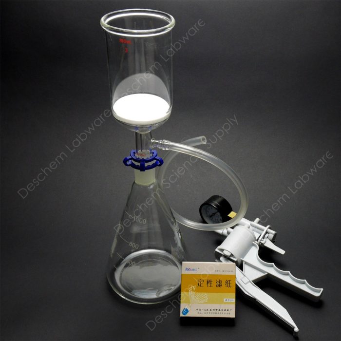 1000ml Suction Filtration Kit 350ml Funnel 1L Flask Vacuum Pump Filter Paper 5