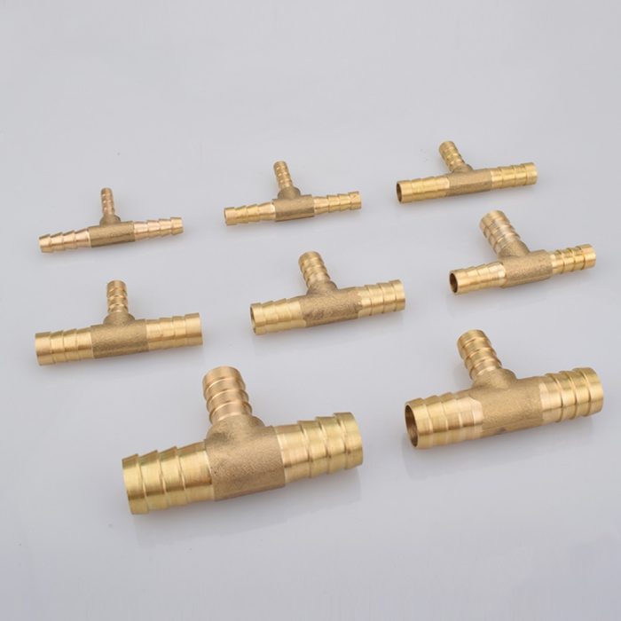 4 5 6 8 10 12 14 16 19mm Reudcing Hose Barb Tee 3 Ways Brass 2