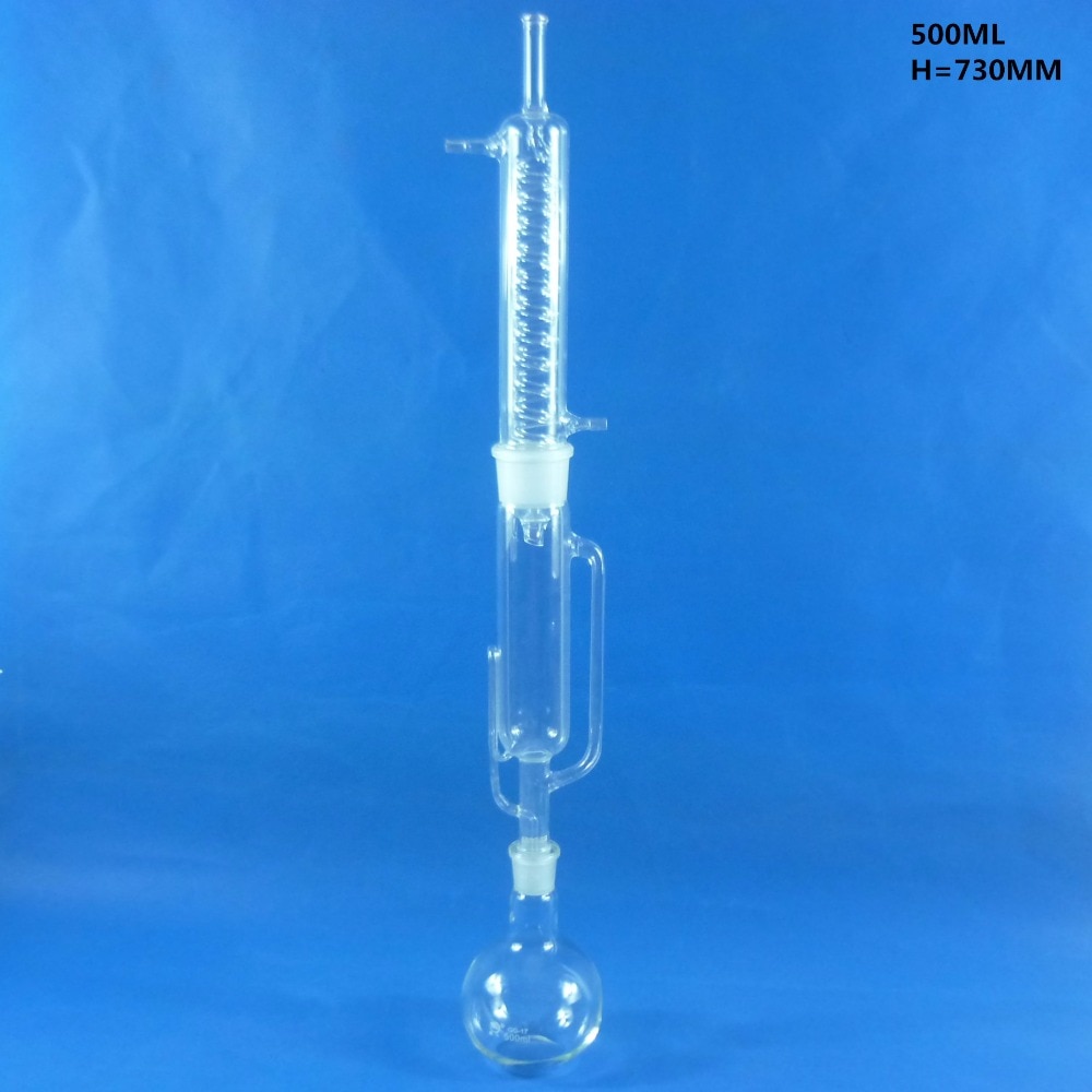500ml Glass Soxhlet Extractor Extraction Device The Soxhlet Apparatus With Coiled Condenser Graham Condenser Flask Lab 1