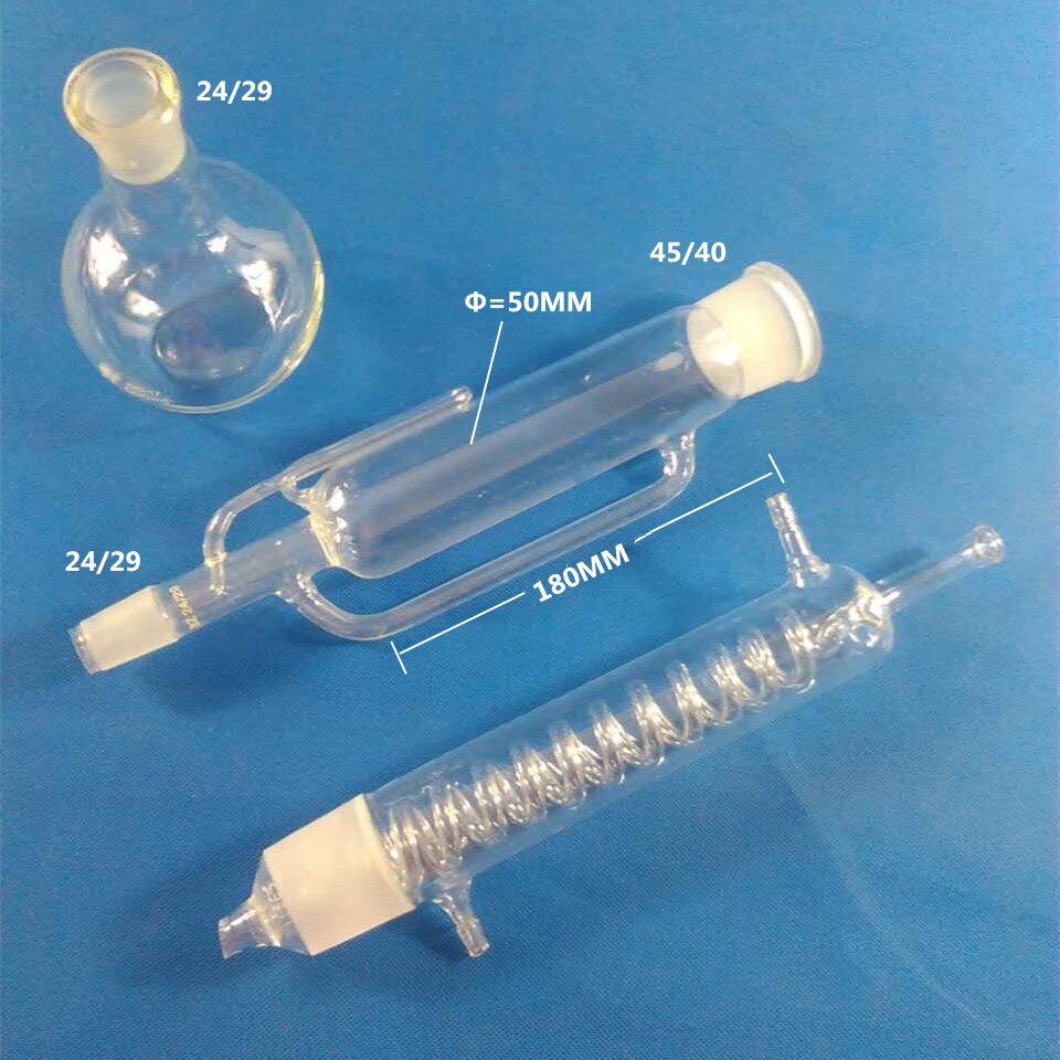 500ml Glass Soxhlet Extractor Extraction Device The Soxhlet Apparatus With Coiled Condenser Graham Condenser Flask Lab