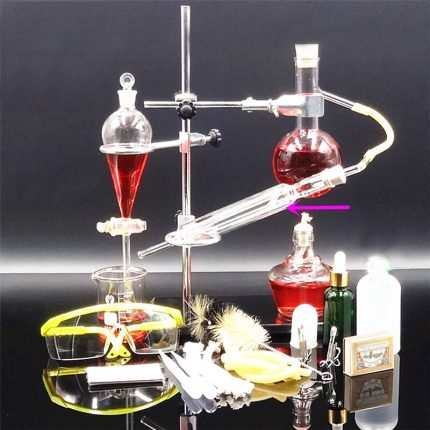 DIY 150ml Glas Ätherisches Öl Dampfdestillation mit Trichter Laborgerät Destillation Chemie Lehrmittel