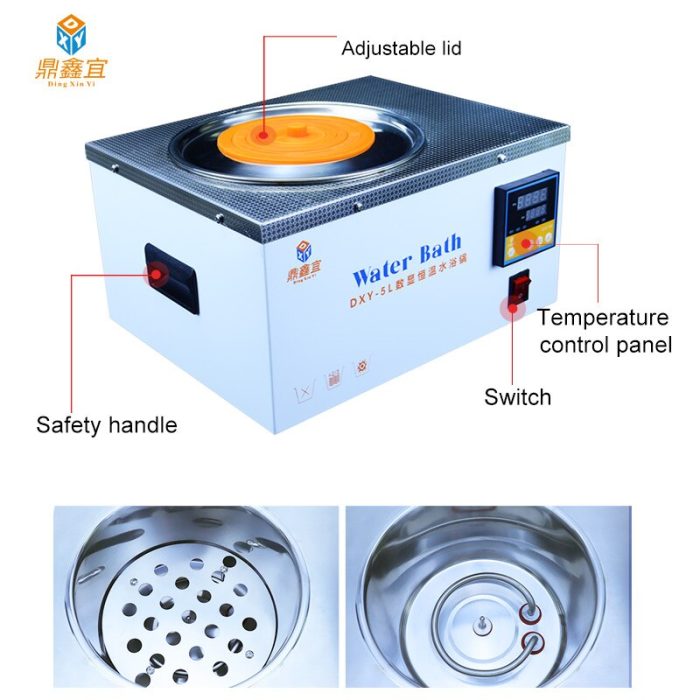 DXY Round Water Bath 220V Constant Temperature Laboratory Equipment LCD Digital Lab Water Bath Thermostat Tank 3