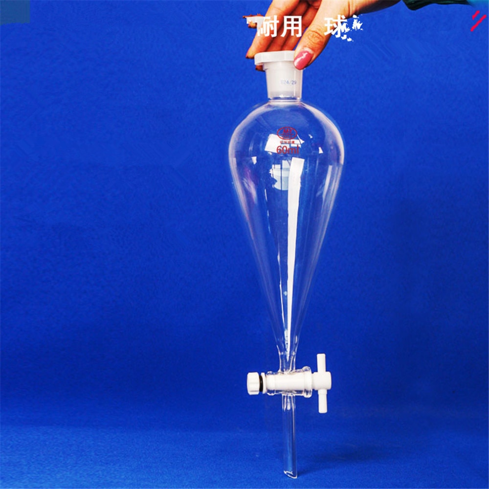 High Borosilicate Glass Pear Shaped Pyriform Separatory Funnel With Standard Taper Stopper Lab Supplies 30 60 3