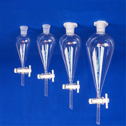 Embudo de separación piriforme de vidrio de borosilicato alto con tapón cónico estándar Suministros de laboratorio 30 60