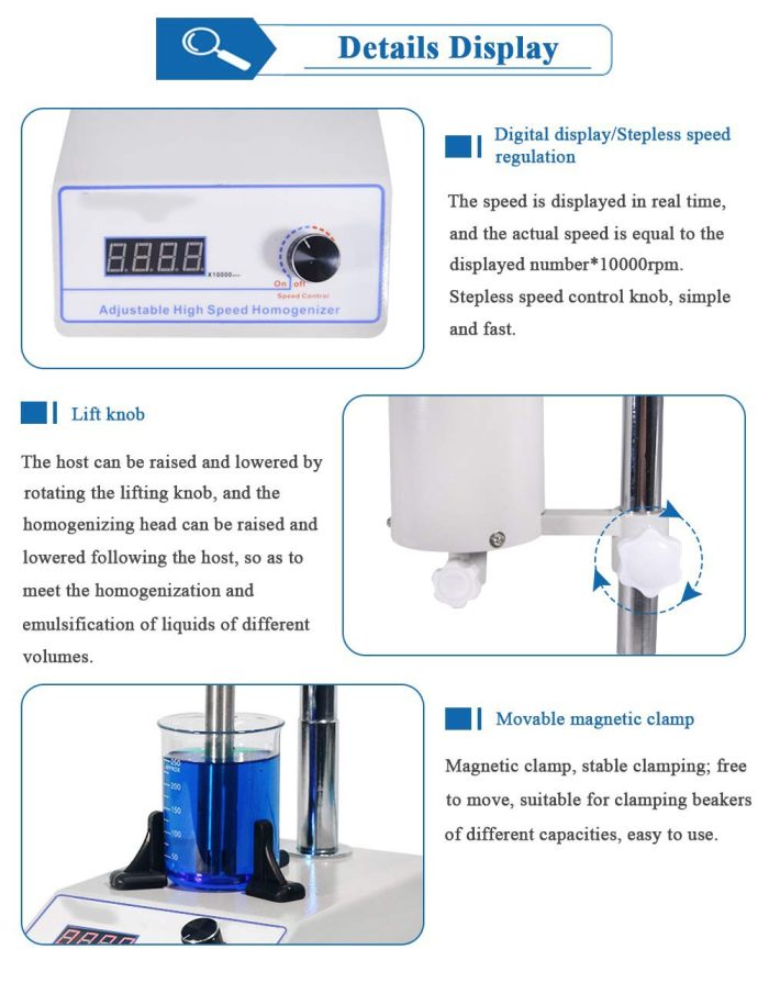 High Speed Homogenizer Lab Disperser Emulsifier With Processing Capacity 5 1000ml Speed Adjustable 6000 22000rpm 1