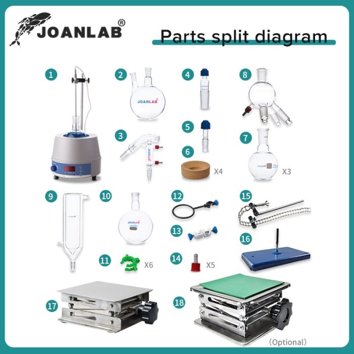 JOANLAB Lab Equipment Short Path Distillation Kit Glass Apparatus With Magnetic Stirring And Heating Mantle And 1