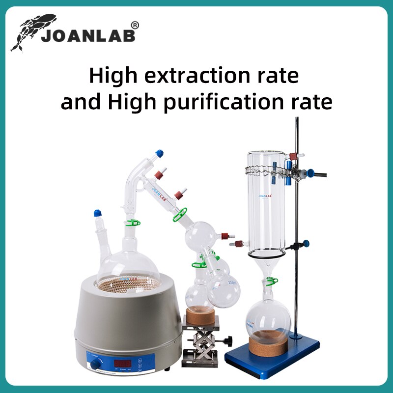 JOANLAB Lab Equipment Short Path Distillation Kit Glass Apparatus With Magnetic Stirring And Heating Mantle And 4