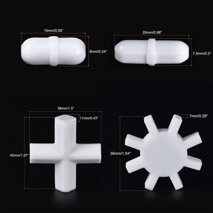 MECCANIXITY Magnetic Stirrer Mixer Stir Bar Rod Cross Gear With Ring Shape Coating Magnet White For 2