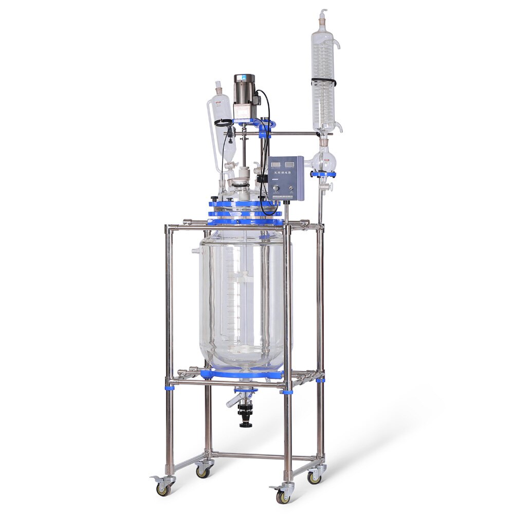 ZOIBKD Supply Laboratory Equipment 100L Double Glass Reactor High Strength Acid Resistant With Mechanical PTFE Stirring 2