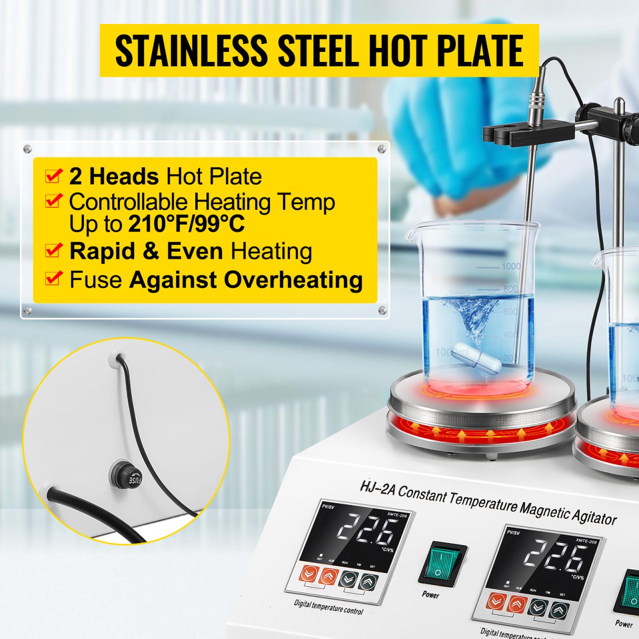 Lab Use Hot Plate HJ-6 Multipoint Magnetic Stirrer with Independent Heating and Stirring