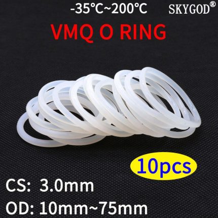 10pcs VMQ White O Ring Gasket CS 3mm OD 10 100mm Silicone Food Grade O Rings