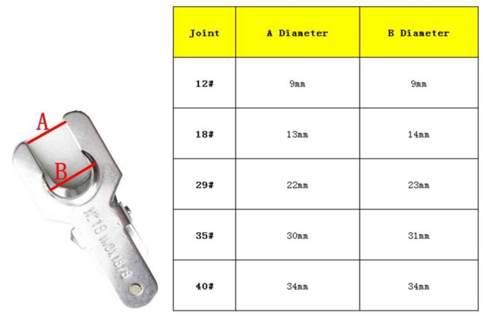 12 18 29 35 40 Sambungan Baja Tahan Karat Adaptor Lab Penjepit Jepit Klip Kaca 1