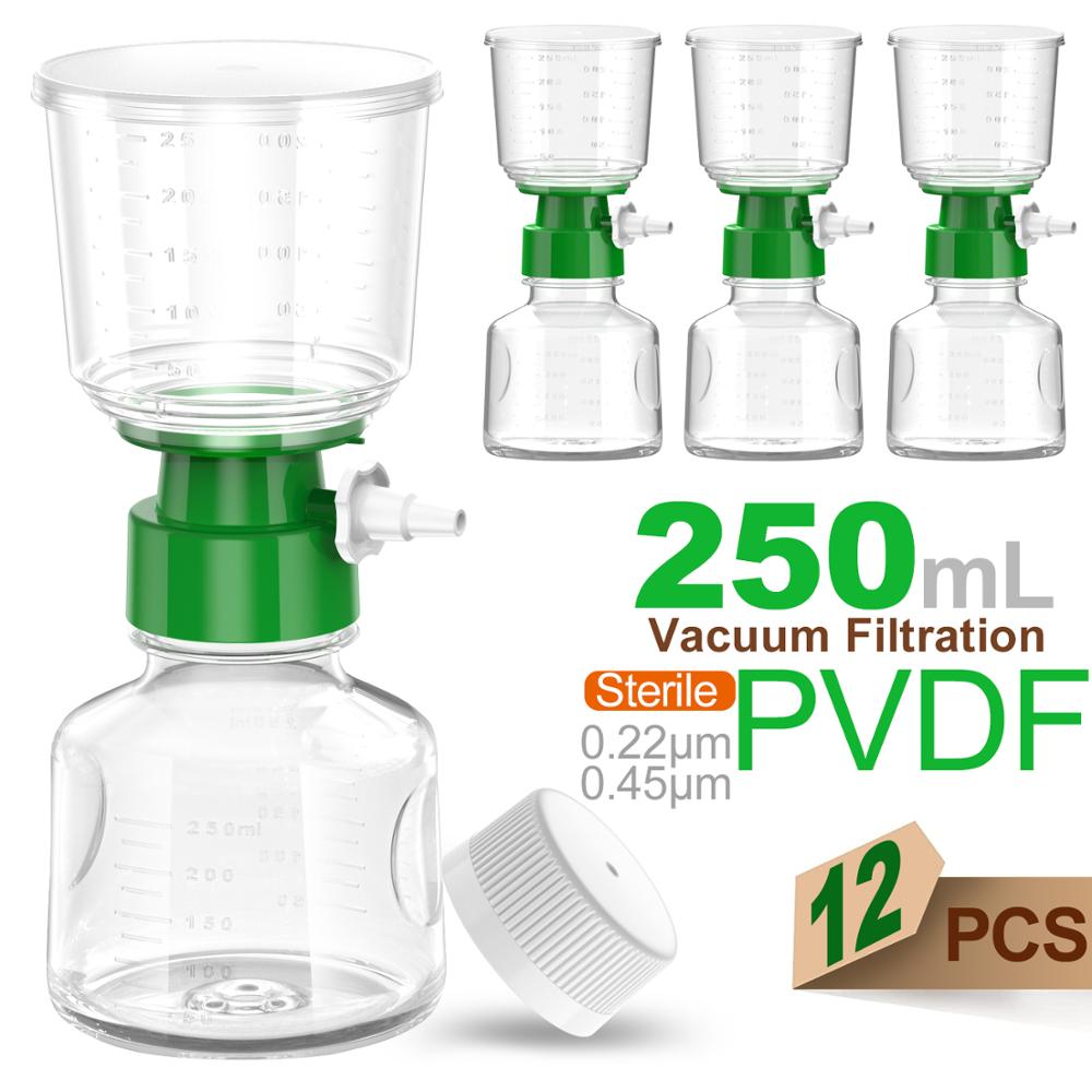 12PCS Sterile Bottle Top Vacuum Filtration With 0 22 0 45 M PVDF Membrane For Lab