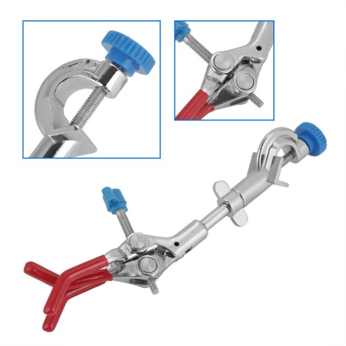 1pc Lab Clamp Three Jaws Single Adjustable Direction Changing Clamp For Holding Flasks Test Tubes 2