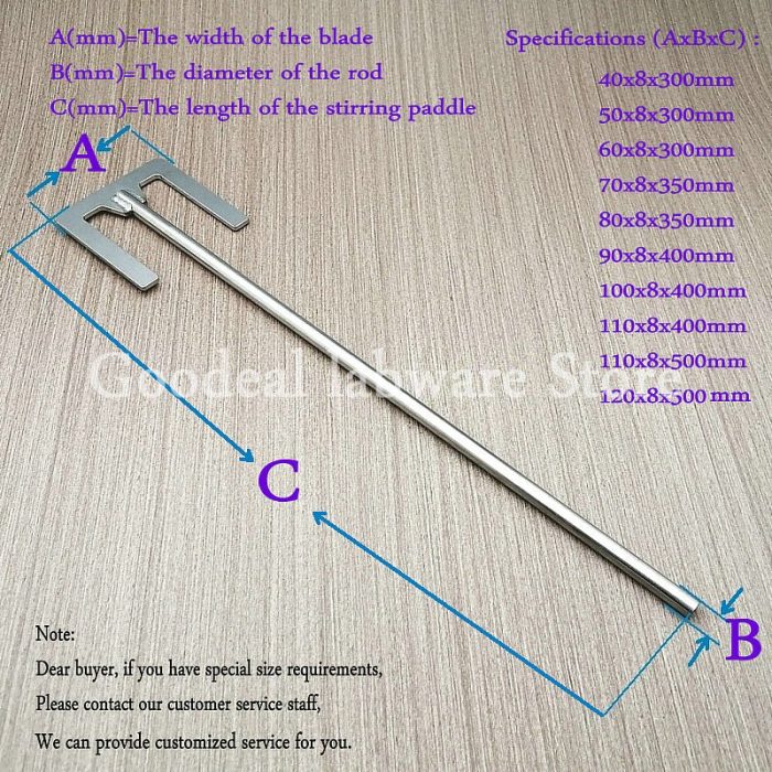 1pcs Lab Stainless Steel E Type Blade Paddle With Rod Leaf Width 40mm To 120mm Stirrer 4