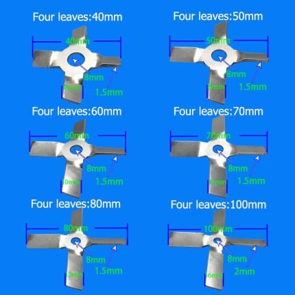 1set Lab Stainless Steel Four Leaf Paddle Stirrer Cross Blade With Agitating Stirring Rod 7