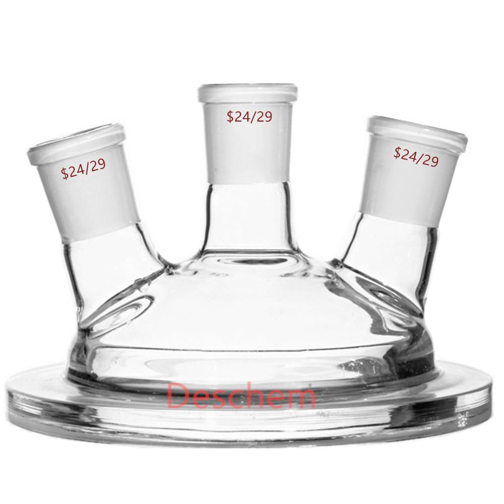 24 29 150mm 3 Neck Glass Reactor Lid Three Necks Use For Reaction Flask Vessel Lab