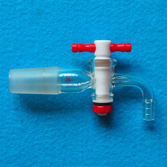 24 40 Glass Vacuum Adapter Bent Hose Connection Lab PTFE Stopcock Chemical Valve 2
