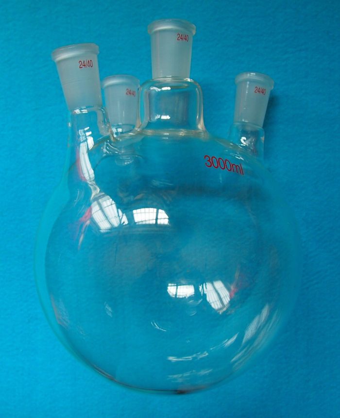 3000ml 24 40 4 Neck Round Bottom Glass Flask Four NeckS 3L Lab Boiling Bottle 2