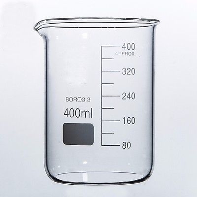 Laboratório de Química de Baixo Formato de Borosilicato de Vidro Transparente de 400ml Espessado com Bico