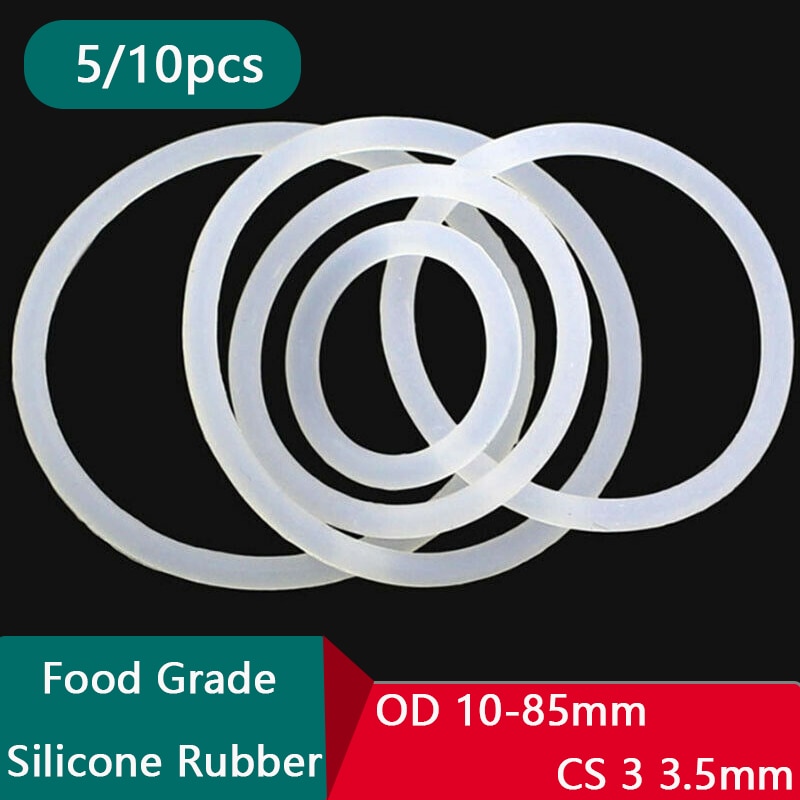 5 10pcs Thickness CS 3 3 5mm White Rubber Seal Ring OD 10 85mm Food Grade