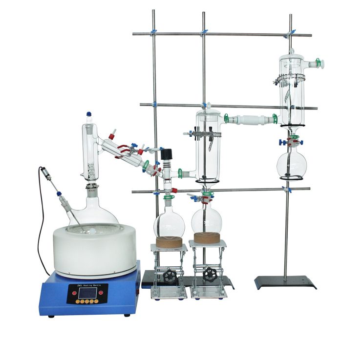 5L Lab Short Path Distillation Kit CBD Oil Extract Industry High Productivity Glass Wiped Film Heating
