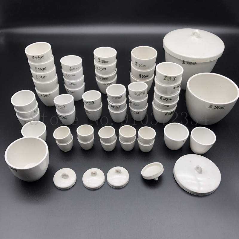 5pcs Lot High Temperature Resistant Ceramic Crucible With Cover Laboratory Porcelain Crucible