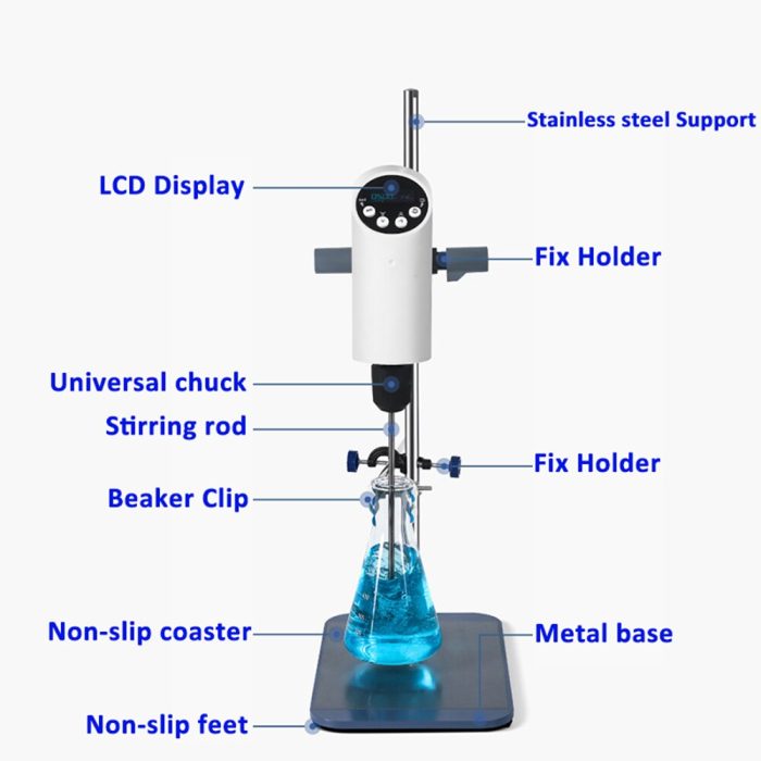 Digital Laboratory Electric Mixer Strirrer Blender Constant Speed Adjustable LCD Display 2000RPM For Mixed Liquid Reagent 1