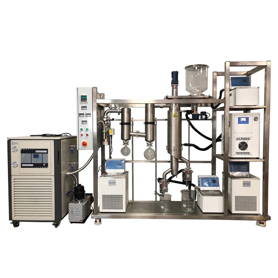 Stainless Steel Continuous Feeding Wiped Film Short Path Molecular hemp Oil Distillation Machine For Herb Extraction