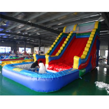 Inflatable Water Slide With Pool Inflatable Slide Pool Factory Made Commercial PVC Mesh Cloth For Outdoor 2