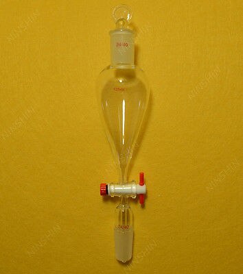 Lab Pyriform Separatory Funnel 125ml 24 40 PTFE Stopcock With The Cap