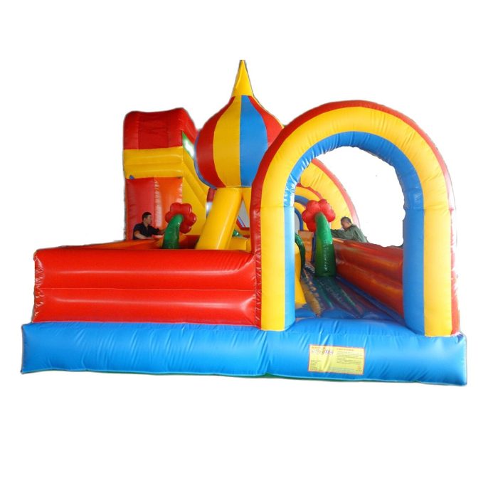 Large Trampoline With Slide Outdoor Inflatable Obstacle Course With Fence Fun City Outdoor Jumping Bounce Sports 1