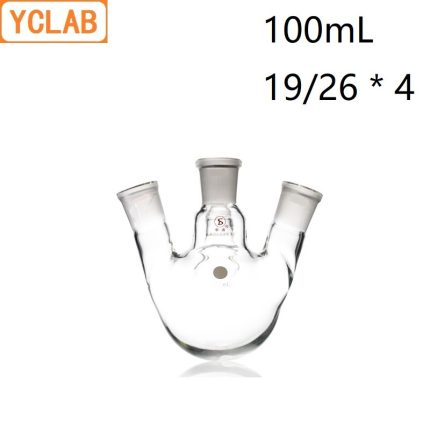 YCLAB 100mL 19 26 4 Distillation Flask Oblique Shape With Four Necks Standard Ground Mouths Distilling