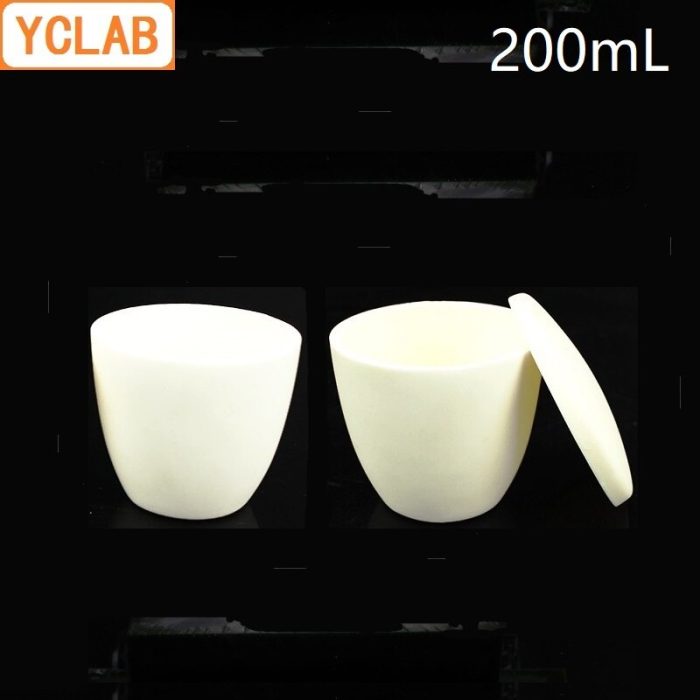 YCLAB 200mL Corundum Crucible With Lid Or No Lid High Temperature Resistance Alumina Laboratory Chemistry Equipment