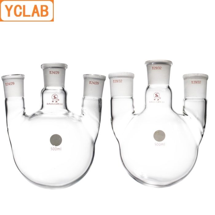 YCLAB 500mL 24 29 3 29 32 3 Distillation Flask Straight Shape With Three Necks Standard 1