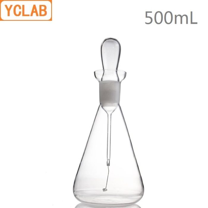 YCLAB 500mL Oxygen Combustion Flask Quartz With 0 7 100mm Platinum Gold Wire Erlenmeyer Conical Triangle