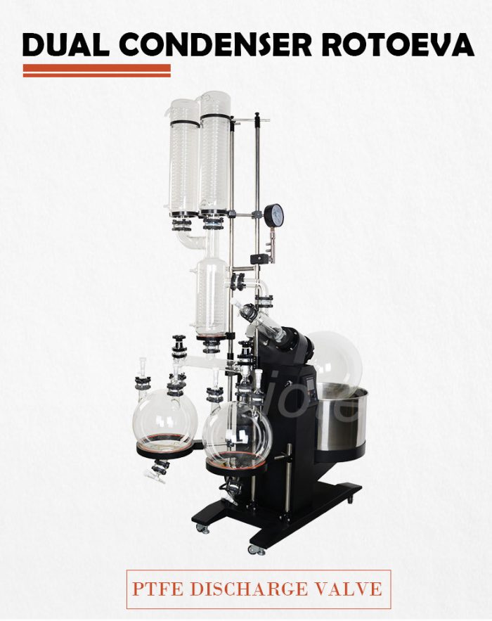 Distillateur d'huile essentielle Roovap 50L à double condenseur et évaporateur rotatif.