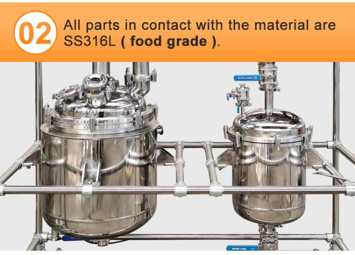 100L Dual-Jacketed reactor, 316L-Grade Stainless Steel Reactor